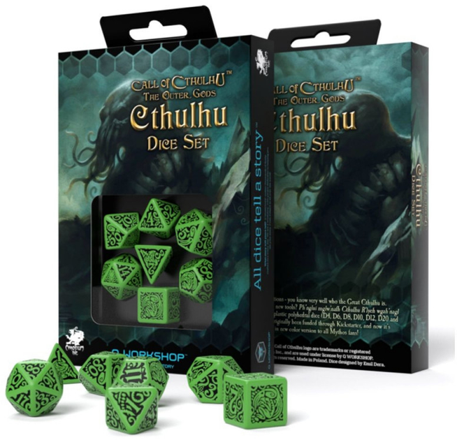 Zestaw kości Q-Workshop Cthulhu Dice Kit Zew Cthulhu 7 elementów (5907699493593) - obraz 1