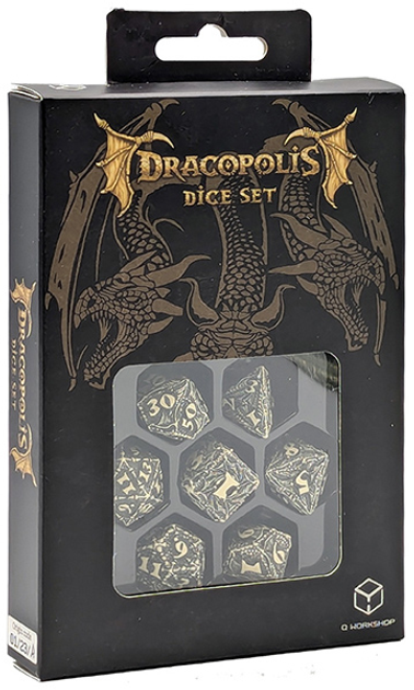 Набір кісток Q-Workshop Dracopolis Dice Kit Скандинавське Чорне ікло 7 деталей (5907699497058) - зображення 1