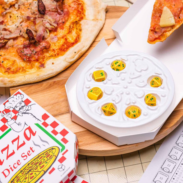 Набір кісток Q-Workshop Pizza Dice Kit Маргарита 7 деталей (5907699497447) - зображення 5
