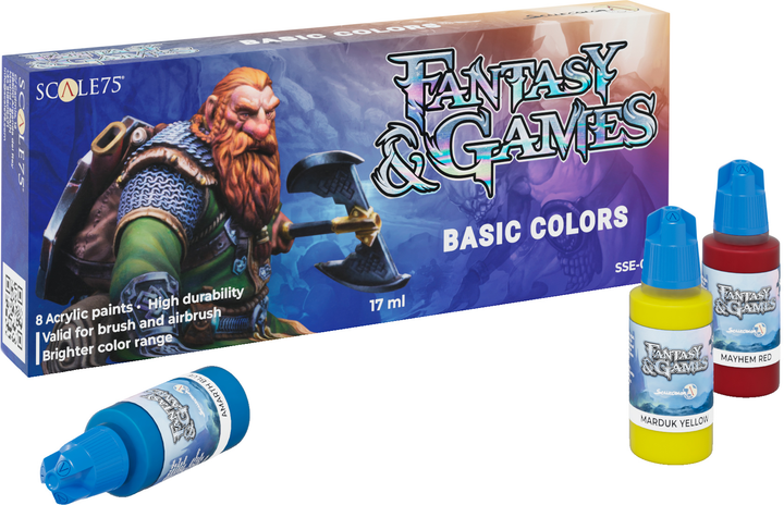 Набір акрилових фарб Scale 75 Fantasy & Games Paint Basic Colors 8 x 17 мл (8435635304407) - зображення 1