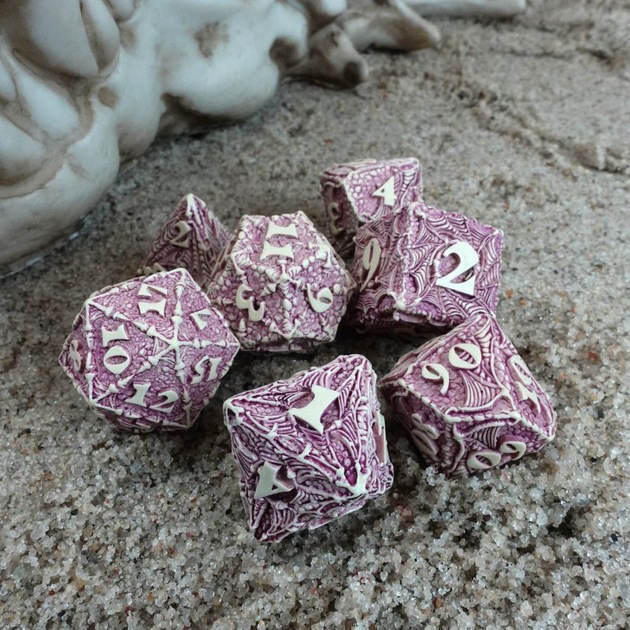 Набір кісток Q-Workshop Dracopolis Dice Kit Перо-крильця Юкатана 7 деталей (5907699497065) - зображення 3
