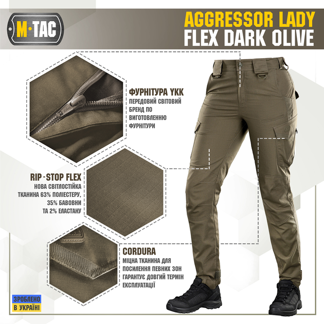 Брюки M-Tac Aggressor Lady Flex Dark Olive 24/32 20069048-24/32 - зображення 2