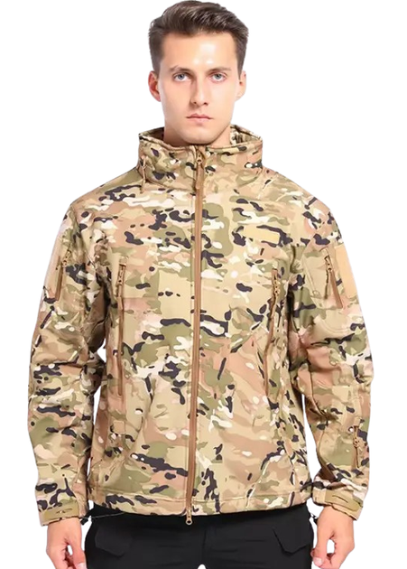 Водонепроницаемая тактическая куртка SOFTSHELL с флисом Solve Multicam KT6000806 размер XL - изображение 1