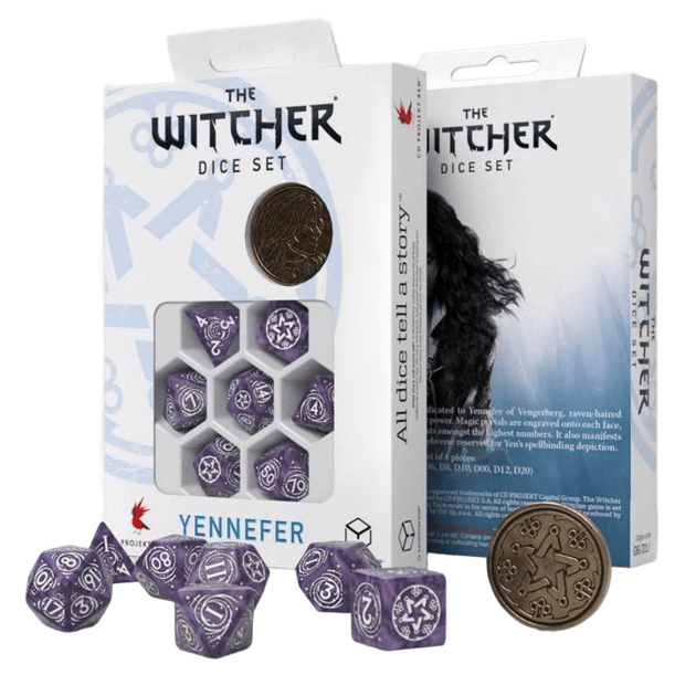 Zestaw kości Q-Workshop The Witcher Dice Kit Yennefer Czarny Bez i Agrest 7 elementów Lawendowe (5907699496051) - obraz 1