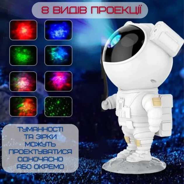 Детский Ночник Проектор Астронавт Звездное Небо LED с Пультом 23 см - изображение 6