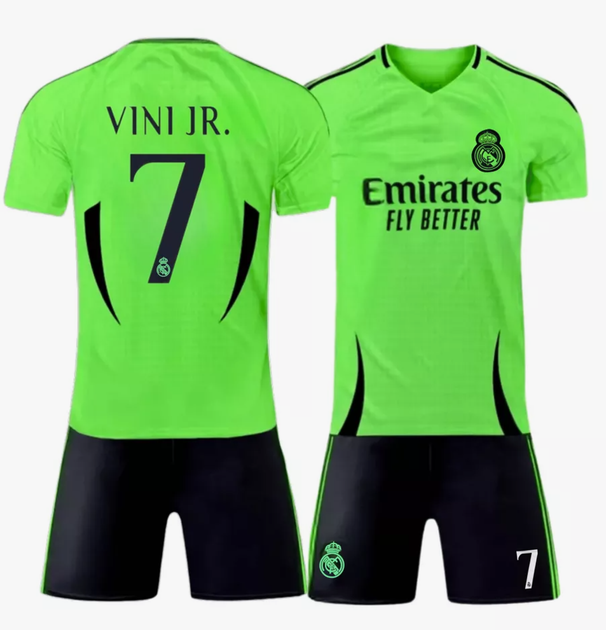 Форма футбольная детская Vini jr. №7 Реал Мадрид (Real Madrid) 2025, р.24 рост- 135-145 (салатова) - Фото 2 Форма футбольная детская Vini jr. №7 Реал Мадрид (Real Madrid) 2025, р.24 рост- 135-145 (салатова) - изображение 2
