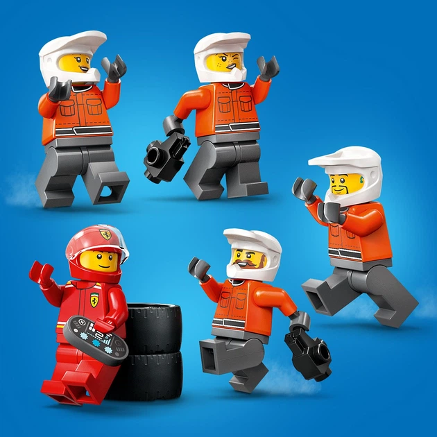 Конструктор LEGO City Пит-стоп и пит-экипаж F1 с болидом Ferrari