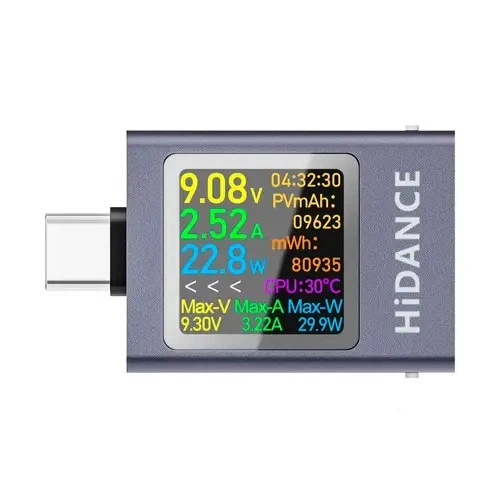 USB тестер тока, напряжения, емкости, Type-C, Hidance HDC-085C