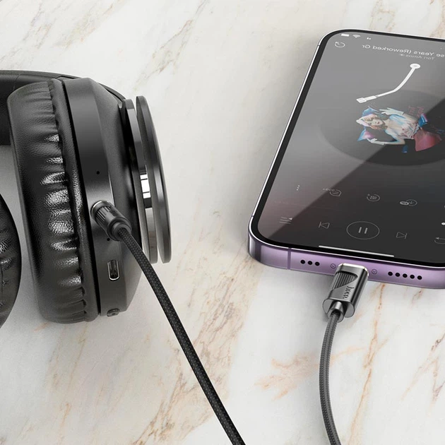 Кабель Hoco Friend digital audio conversion cable aux to Lightning UPA30 |1m, DAC| черный - изображение 3