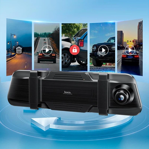 Видеорегистратор HOCO 9.66-inch rearview mirror driving recorder (dual-channel) DI16 |1080p, 24h Monitoring| черный - изображение 9