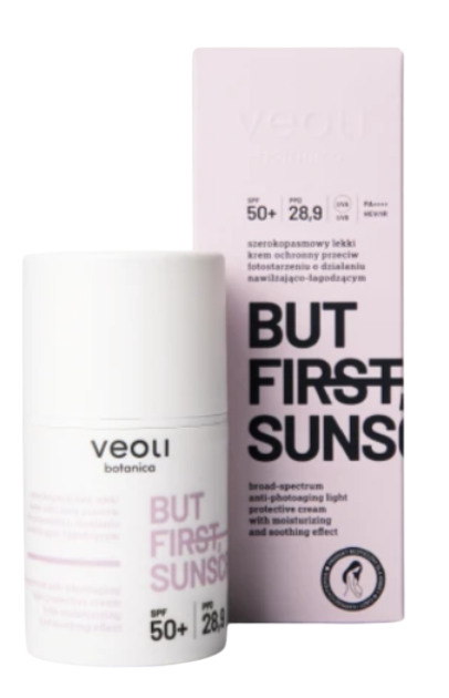 Krem przeciw fotostarzeniu szerokopasmowy Veoli Botanica But First, Sunscreen ochronny lekki 50 ml (5904555695580) - obraz 1