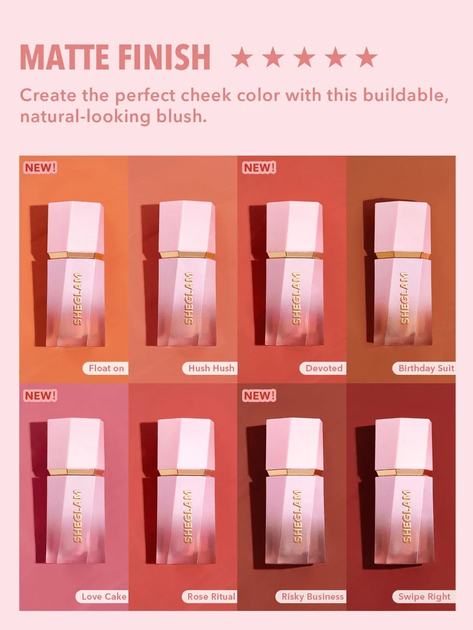 Румяна жидкие матовые Sheglam Color Bloom Liquid Blush Matte Finish Love Cake 5.2 мл - изображение 4