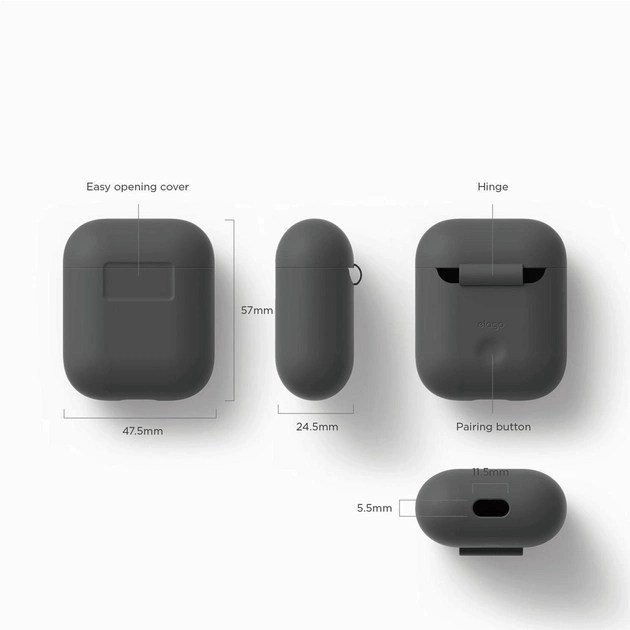 Чохол Elago Silicone Dark Grey для Airpods (EAPSC-DGY) - зображення 3
