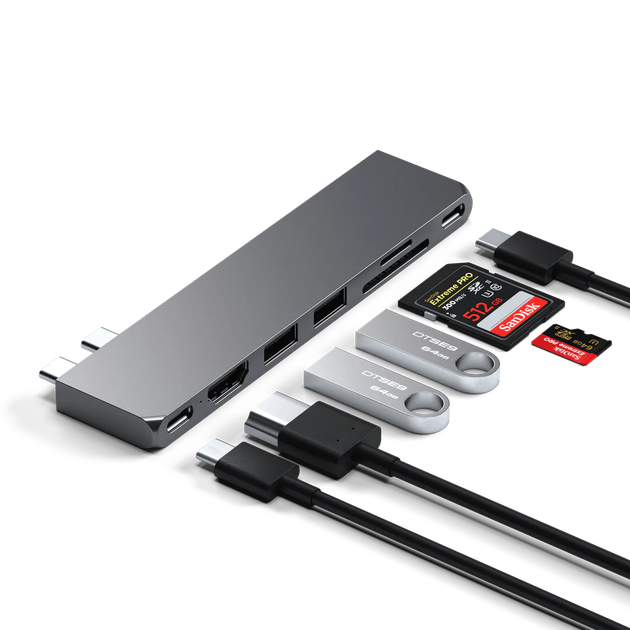 Адаптер Satechi Aluminum USB-C Pro Hub Slim Adapter Space Gray (ST-HUCPHSM) - изображение 8