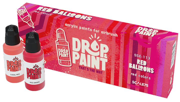 Zestaw farb do aerografu Scale75 Drop Paint Red Balloons 8 szt x 17 ml (8435635306845) - obraz 1