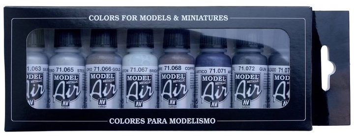 Zestaw farb do aerografu Vallejo Model Air 71.176 Metallic Colors 8 szt x 17 ml (8429551711760) - obraz 1