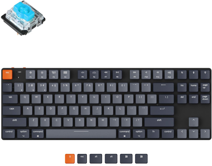 Клавиатура беспроводная Keychron K1SE Gateron Blue Low Profile White Led Eng/Ukr Bluetooth/USB Black (K1SEA2_KEYCHRON) - изображение 2