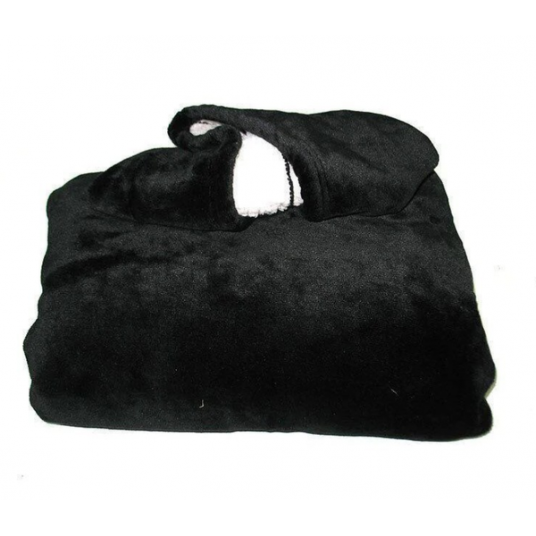 Плед толстовка двухсторонняя халат с капюшоном и рукавами флисовый Huggle Hoodie Blanket 3-в-1 Унисекс Черный One Size (D-2019091998) - изображение 5