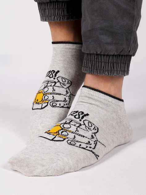 Шкарпетки чоловічі короткі бавовняні YOCLUB Funny Cotton Socks 43-46 Сірі (5904921662024) - зображення 1