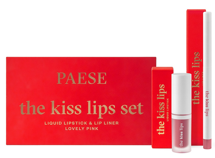 Набір декоративної косметики Paese The Kiss Lips Set Помада для губ + Олівець для губ 03 Lovely Pink (5902627626746 / 5902627626364) - зображення 1