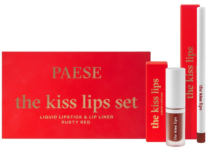 Набір декоративної косметики Paese The Kiss Lips Set Помада для губ + Олівець для губ 04 Rusty Red (5902627626753 / 5902627626357) - зображення 1