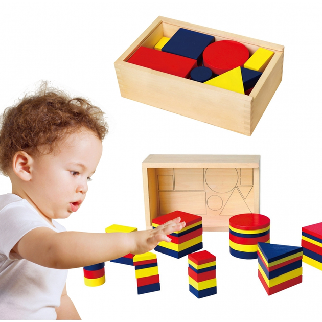 Klocki drewniane Viga Dienesa Figury geometryczne Montessori 48 elementów (6934510561642) - obraz 4