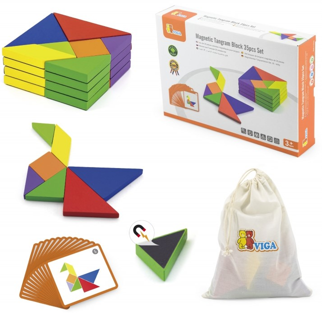 Układanka drewniana Viga Magnetic Tangram Block 35 elementów (6934510506438) - obraz 3