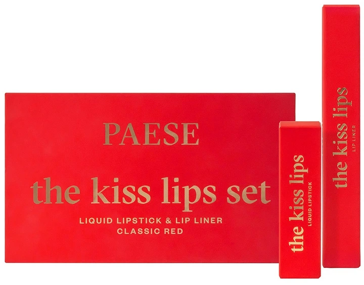 Zestaw kosmetyków do makijażu Paese The Kiss Lips Set Pomadka w płynie + Konturówka 06 Classic Red (5902627626777 / 5902627626388) - obraz 3