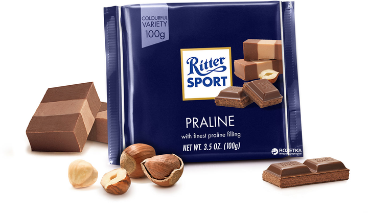 Шоколад Ritter Sport молочный с пралиновой начинкой 100 г ...