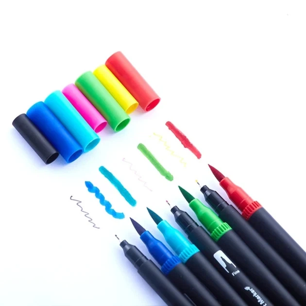 Набор двусторонних маркеров для скетчинга Black Dual Brush Pens на водной основе 48 шт в сумке (3_06268) - Фото 7 Набор двусторонних маркеров для скетчинга Black Dual Brush Pens на водной основе 48 шт в сумке (3_06268) - изображение 7