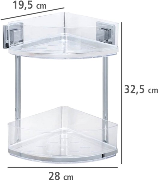 Półka łazienkowa Wenko Quadro Vacuum-Loc Narożna 2 poziomy (4008838198209) - obraz 6