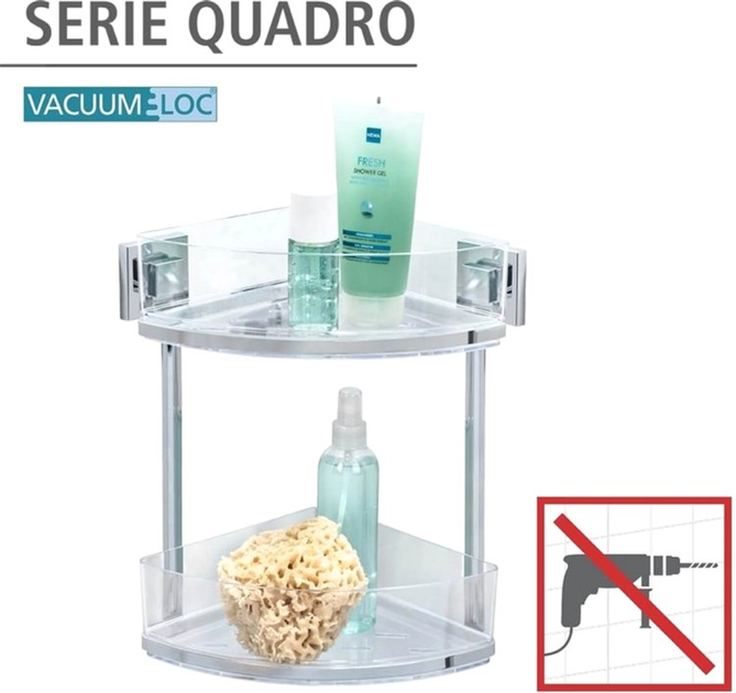 Półka łazienkowa Wenko Quadro Vacuum-Loc Narożna 2 poziomy (4008838198209) - obraz 7