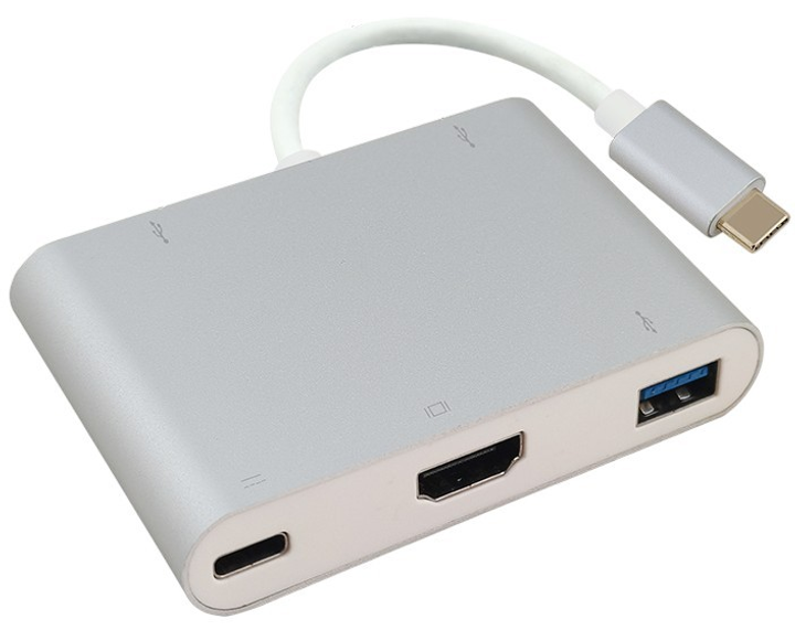 Док-станція Helos USB Type-C 3xUSB/HDMI/Type-C Silver (4005938883899) - зображення 1