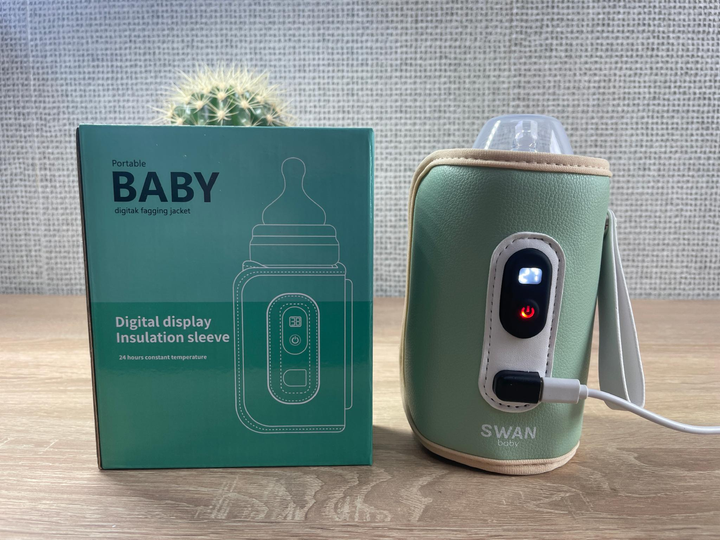 Нагрівач пляшечок портативний Swan Baby 2.0 підігрівач + адаптер 5V/2A для новонароджених термос для підігріву дитячої суміші від павербанку електричні підігрівачі для малюків зелений - зображення 10