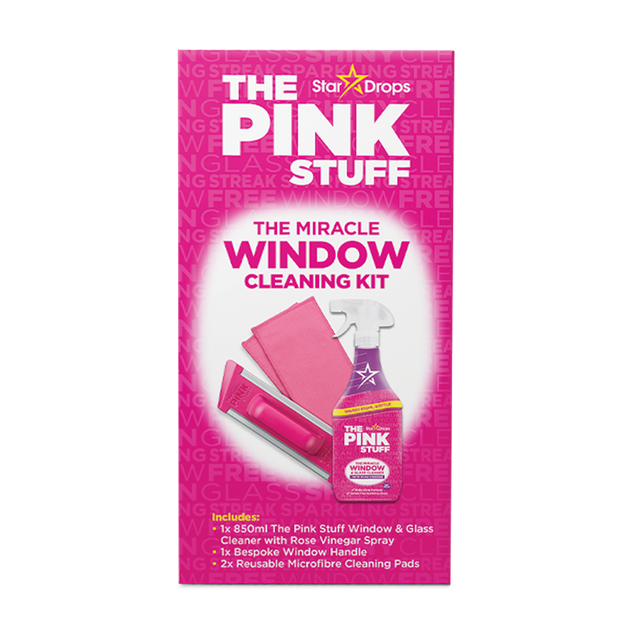 Набір для миття вікон The Pink Stuff Window Cleaning Kit (спрей 850 мл, 2 мікрофібри і ручка для насадок) - изображение 3