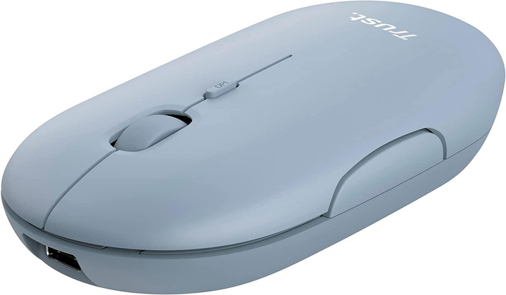 Компьютерная мышь Trust Puck Rechargeable Ultra-Thin беспроводная синяя - изображение 2