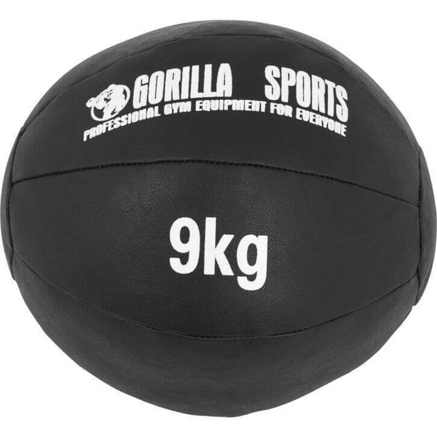 Piłka Gorilla Sports lekarska ze skóry syntetycznej 9 kg Czarna (4260438731822) - obraz 1