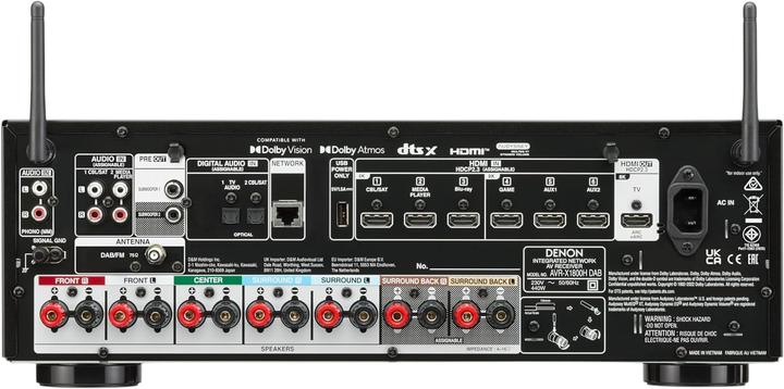 Odbiornik AV Denon AVR-X1800H DAB 7.2-Ch Black (747192140137) - obraz 4