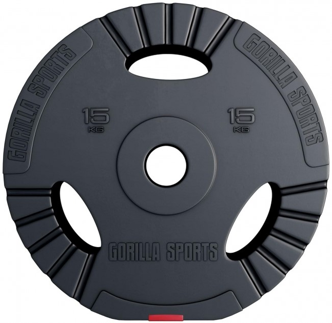 Диск для штанг Gorilla Sports Olympia бітум 15 кг (4250663114590) - зображення 1