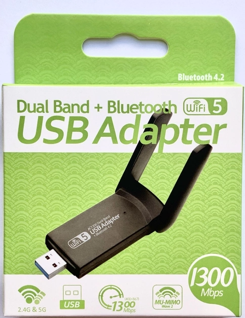 Двухдиапазонный адаптер USB Wi-Fi 5 ГГц / 2.4 ГГц + Bluetooth 4.2 - Фото 4 Двухдиапазонный адаптер USB Wi-Fi 5 ГГц / 2.4 ГГц + Bluetooth 4.2 - изображение 4