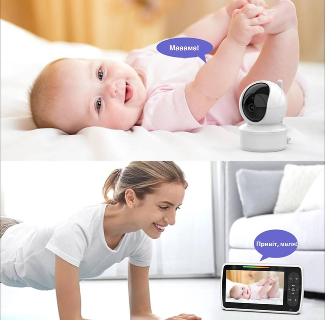 Видеоняня Baby Monitor SM650B с видеонаблюдением, двусторонней связью, датчиком звука и ночным видением + ЖК дисплей - изображение 10