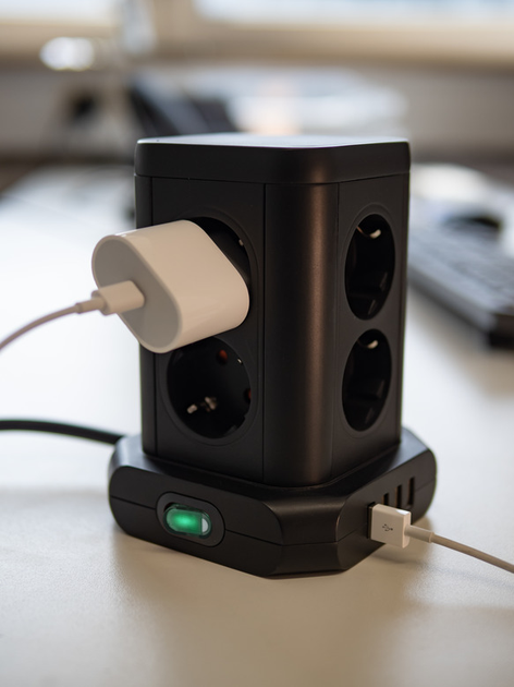 Подовжувач Brennenstuhl Premium-Line 8 розеток настільний 4 USB порти 2 м Чорний (1153560000) - зображення 3