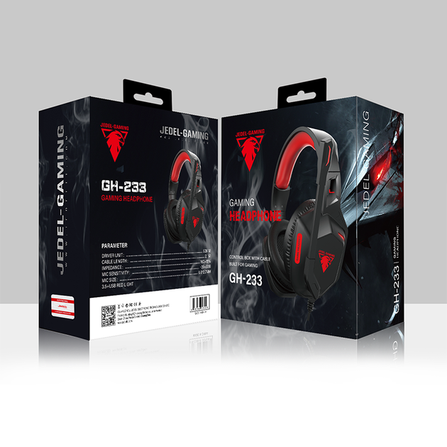 Игровые проводные наушники с подсветкой и микрофоном JEDEL GH233 GAMING led шумоподавление, объёмный звук - изображение 2