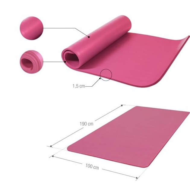 Mata do jogi Gorilla Sports 190 x 100 x 1.5 cm Magenta (4260200847119) - obraz 3