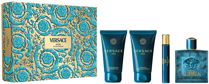 Zestaw męski Versace Eros Woda toaletowa 100 ml + Żel pod prysznic 75 ml + Balsam po goleniu 75 ml + Woda toaletowa 10 ml (8011003893614) - obraz 1