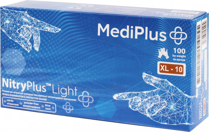 Рукавички нітрилові MediPlus NitryPlus light розмір XL-10 Сині 100 шт (6933265560269) - зображення 1