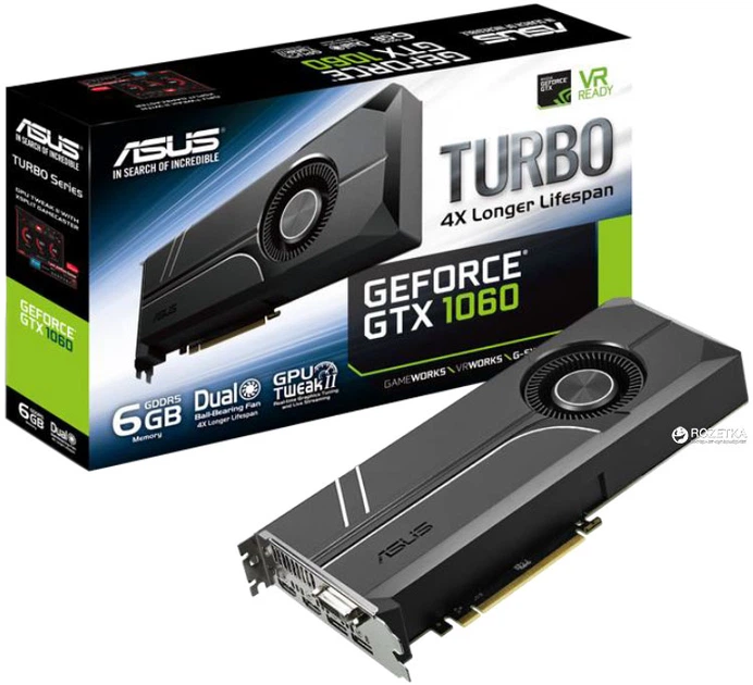 Відеокарта Asus PCI-Ex GeForce GTX 1060 Turbo 6GB GDDR5 (192bit
