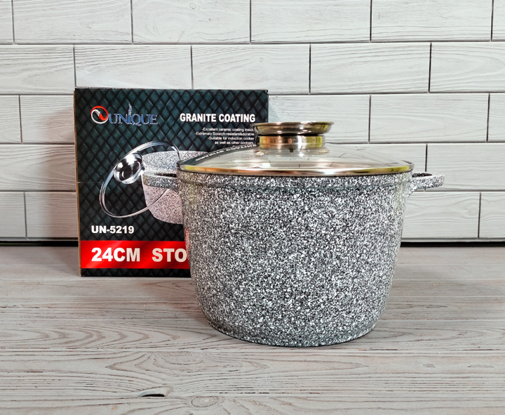 Кастрюля – казан Unique с гранитным антипригарным покрытием и крышкой 6.2 л (UN-5219) - Фото 1 Кастрюля – казан Unique с гранитным антипригарным покрытием и крышкой 6.2 л (UN-5219) - изображение 1
