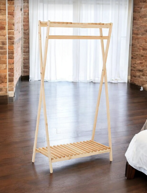 Напольная стойка - вешалка для одежды и обуви Ecostyle на 2 полки 77х40х149 см Beige (ES-8915) - изображение 2