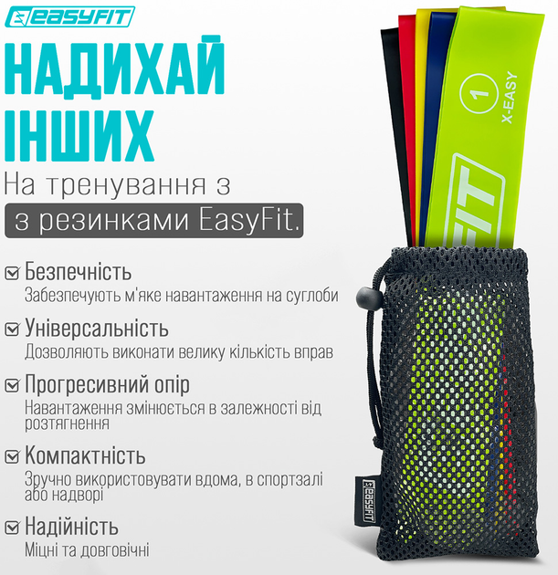 Гумки EasyFit для фітнесу набір з 5 шт EF-1813 (56002831) - зображення 8